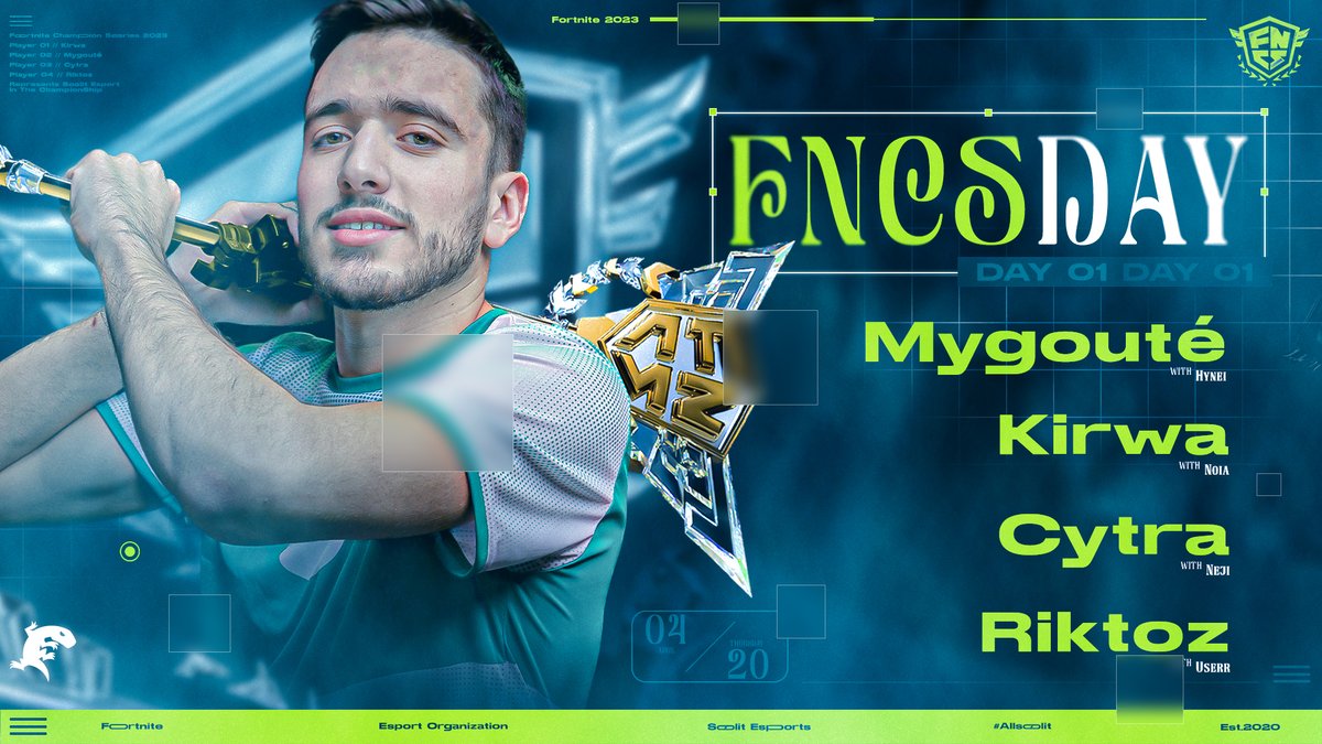 Après une première compliquée, aujourd’hui c’est la bonne ! 💪🏼  

Bonne chance <a href="/Mygoute/">Mygouté</a>, <a href="/KirwaFN/">Kirwa</a>, @Cytraftn et <a href="/riktoz_/">riktoz</a> pour cette nouvelle semaine de FNCS ! 🙏🏼  

#AllSoolit 🦎