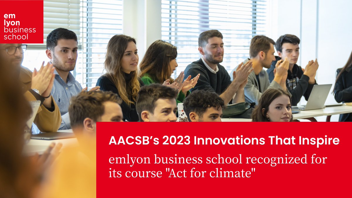 🏆👏🌎emlyon has been recognized by <a href="/AACSB/">AACSB</a> for creating forward-thinking solutions to business and societal challenges with its mandatory course "Act for Climate", directed by Professor <a href="/XavierBlot/">Xavier Blot, Ph.D.</a>.

➡️aacsb.edu/about-us/advoc…
