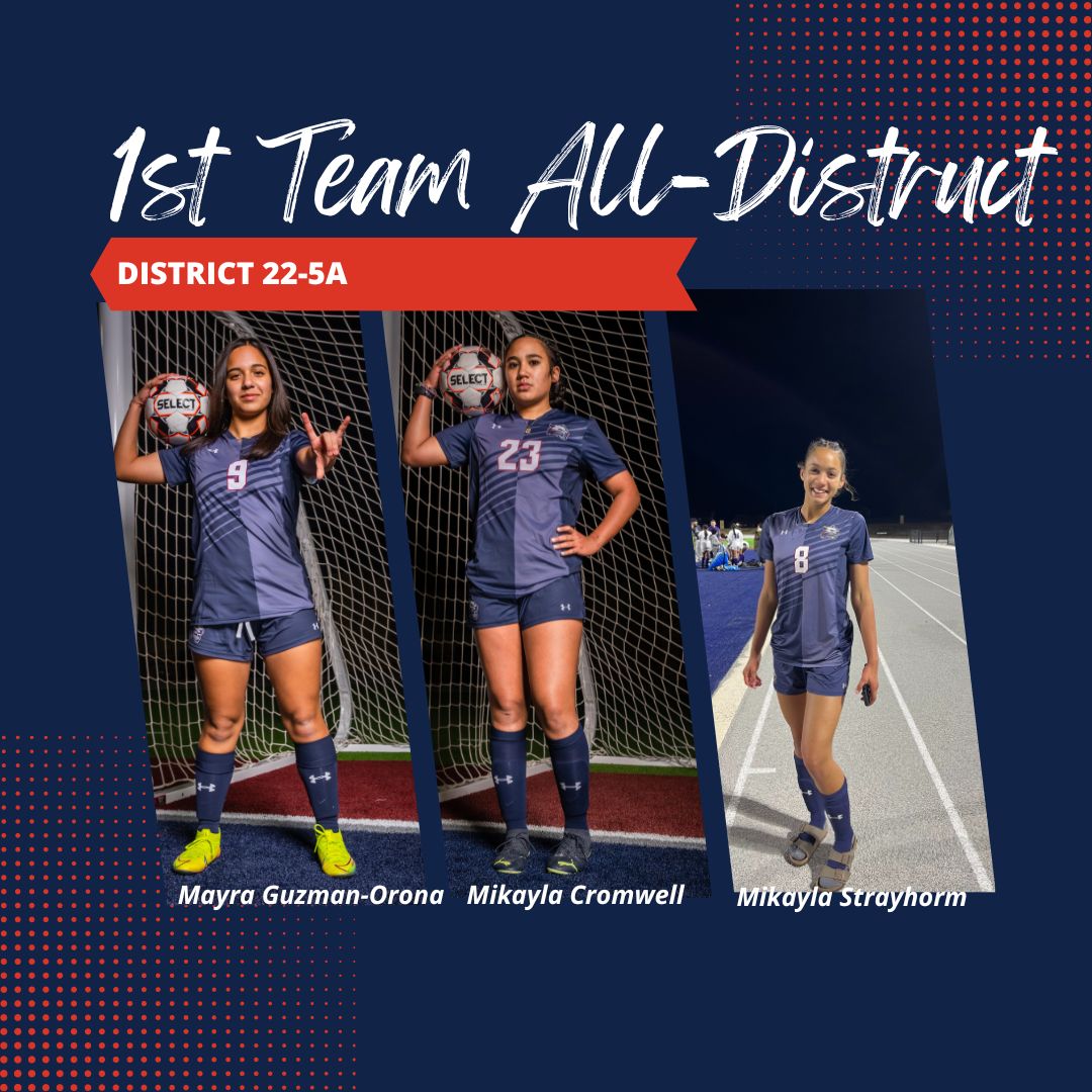 🚨District 22-5a Awards Alert🚨
1st Team All-District

Freshmen- Mayra Guzman Orona
Freshmen- Mikayla Cromwell
Sophomore- Mikayla Strayhorn