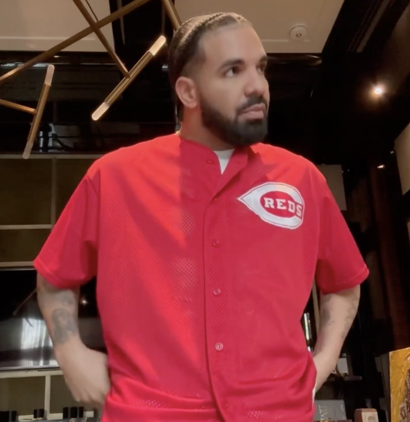 MLB Life on X: Drake wearing a Cincinnati @Reds jersey 👀   / X