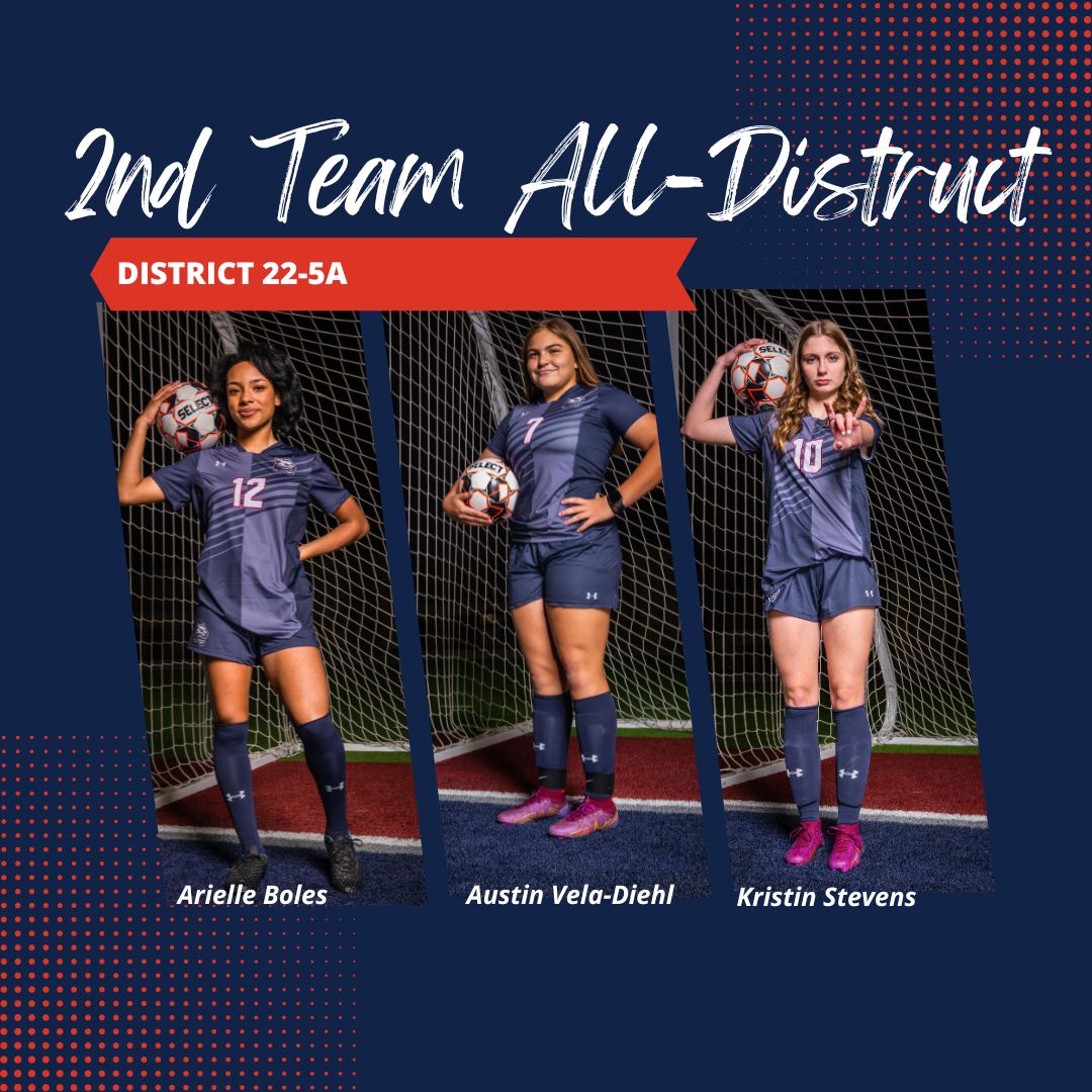 🚨 District 22-5A Awards Alert 🚨
2nd Team All-District

Senior Captain- Arielle Boles
Freshmen- Austin Vela-Diehl
Junior Captain- Kristin Stevens