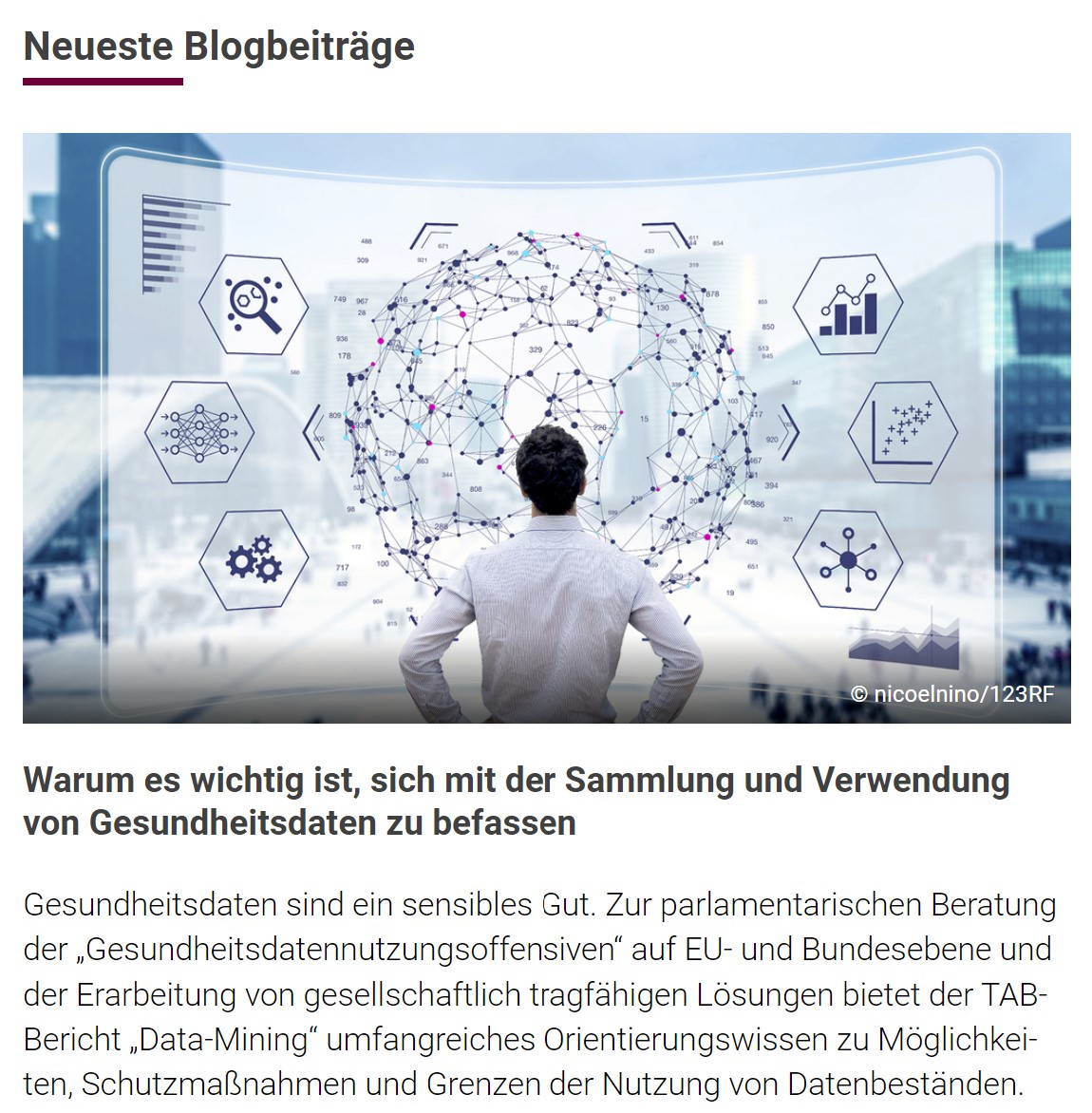 TABundestag's tweet photo. Erst morgen (21.04) berät nun der #Bundestag über den TA-Bericht #DataMining.
Warum es wichtig ist, sich näher mit #Gesundheitsdaten zu beschäftigen, schreibt Katrin Gerlinger (TAB/@ITAS_KIT) heute im #TABlog.👇
https://t.co/Dzq2GZc6Fr
#Digitales #Gesundheitsdatennutzungsgesetz https://t.co/EnzLbK6aWj