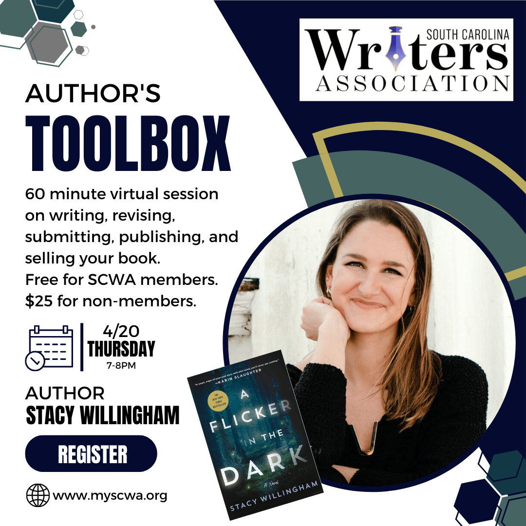 Are you a writer with questions on how to craft, query and publish your book? I'll be answering them all with the <a href="/SCwritersassoc1/">SCwritersassociation</a> tonight at 7 pm.

Register here: myscwa.org/event-5168165