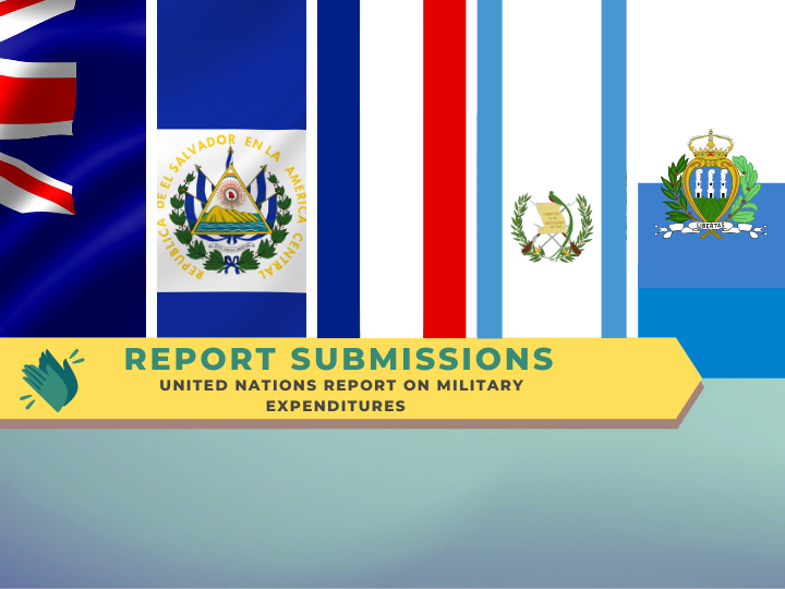 UN_Disarmament's tweet photo. 🎉👏 Congratulations to Australia, El Salvador, France, Guatemala and San Marino for submitting information to the UN Report on Military Expenditures #UNMilEx!
Check out their national reports ▶️ https://t.co/Y8Kwj4L8ql
🇦🇺 🇸🇻 🇫🇷 🇬🇹 🇸🇲 https://t.co/2mQvQ1xKzt