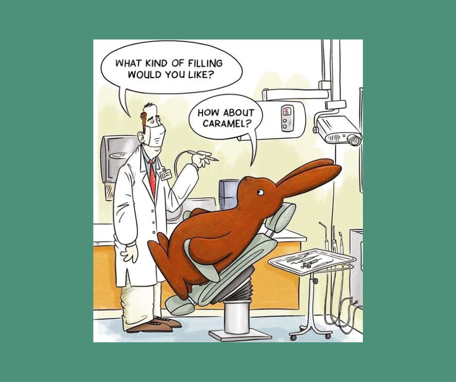 AlaskasDentists's tweet photo. Don't forget to toss any leftover #Easter candy... you don't want your caramel fillings to become real fillings. 🤣 #DentalHumor https://t.co/YFQKfmBxIk