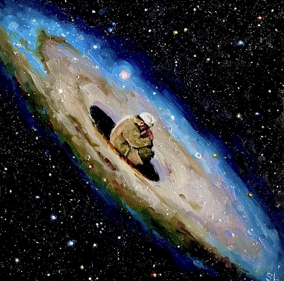 Black Hole, oil on wood