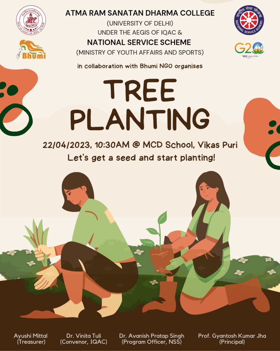 ArsdNss's tweet photo. This year on the special occasion of Earth Day NSS ARSD is organising a plantation drive in collaboration with Bhumi Organization. 

It is a small step towards paying our gratitude to mother Earth for all the blessings she's given us. https://t.co/gldZGukAYB