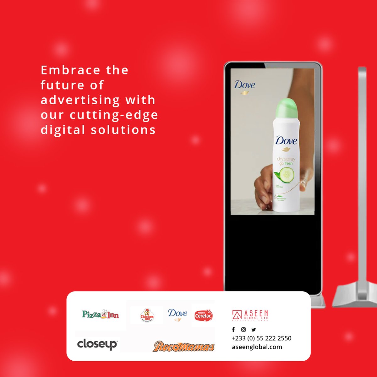 From portable digital screens to digital billboards, we provide brands with interactive ways to connect with customers
#digitalbillboard #digitalbillboardgh #ARC #achimotamall