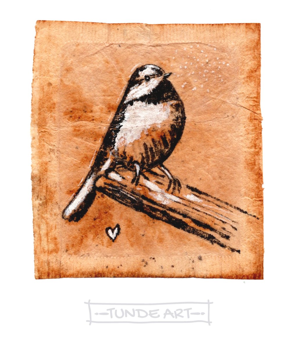 Bird on a teabag. 🐦 ☕️ 
#inkdrawing #tundeart #teaart #vintage