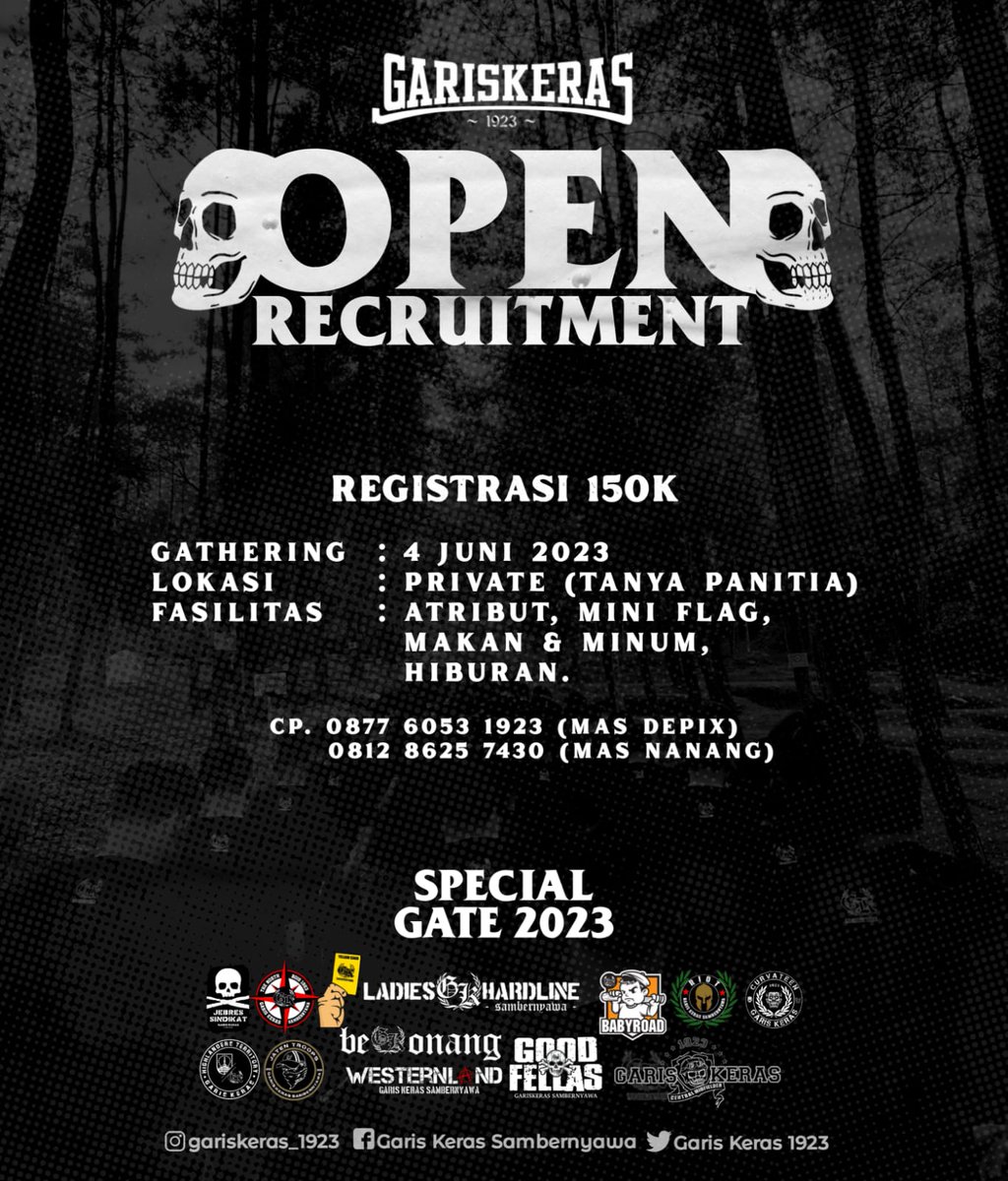TheNorthBois's tweet photo. *BISMILLAHIRRAHMANIRRAHIM MARI KAWAN SODARA2KU SEMUANYA HARI INI KITA FIX MEMBUKA OPEN RECRUITMENT GK1923 SPECIAL GATE 2023,,,BANTU SHARE KE SELURUH MADIA2 KALIAN SEMUA #PANTANGMUNDUR* 🏴✊🏻🏴‍☠️ @GK_1923 https://t.co/NBbjXNNrvc
