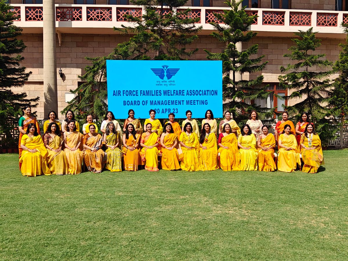 IAF_AFFWA's tweet image. The annual Board of Management meeting of Air Force Families Welfare Association was held today. Various new policies were introduced for the welfare of the Air Force Families. New AFFWA Logo and motto were released by President AFFWA, Mrs Neeta Chaudhari. #AFFWA