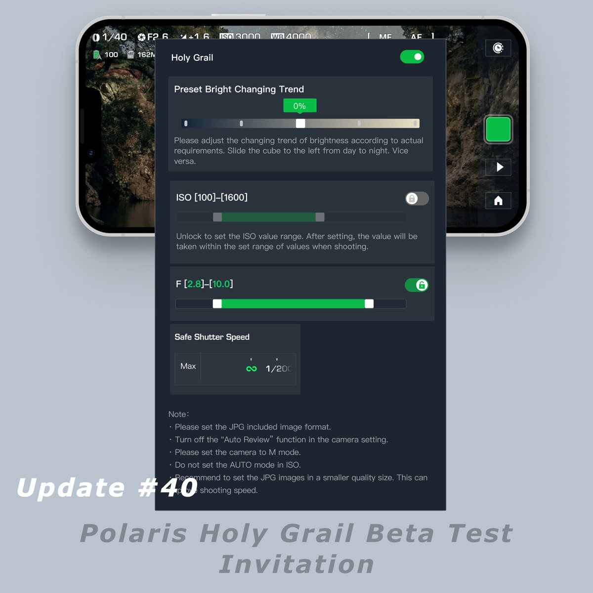 BenroWorldwide's tweet photo. Polaris Holy Grail feature is set to launch soon. Before launch, we invite you to join the Beta App version of Benro Polaris for test flight. Check out Polaris' Kickstarter update #40 to learn more and join us.

https://t.co/0MAKljmgVu https://t.co/MqziGpEg7R
