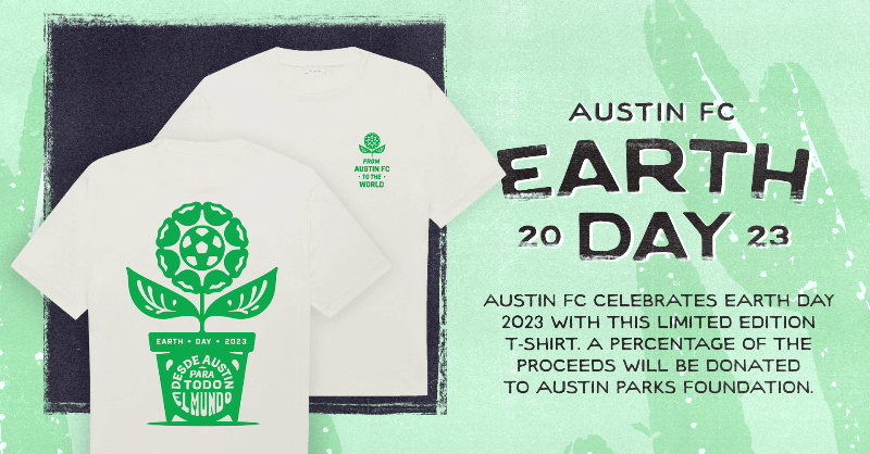 AustinFC's tweet photo. Desde Austin para todo el mundo. 💚🌎

Celebrate Earth Day with this limited edition t-shirt. A percentage of proceeds will be donated to the @austinparksfdn!