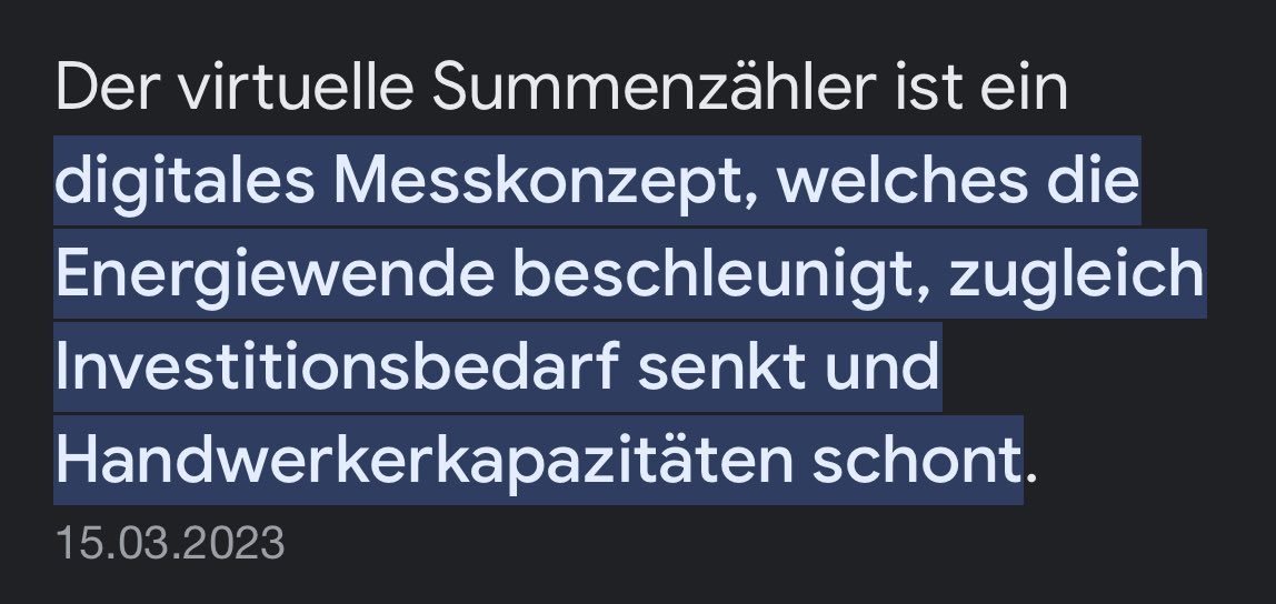 Nächster großer Schritt auf dem Weg zum „Einfachen Mieterstrom“ ☀️: Heute wurde der „virtuelle Summenzähler“ im Bundestag  beschlossen.
Das macht solaren Eigenstromverbrauch für Mietende um bis zu 20-30% günstiger.
<a href="/bundnis/">Bündnis Bürgerenergie</a> 
#Mieterstrom 
#EnergySharing
bundestag.de/resource/blob/…