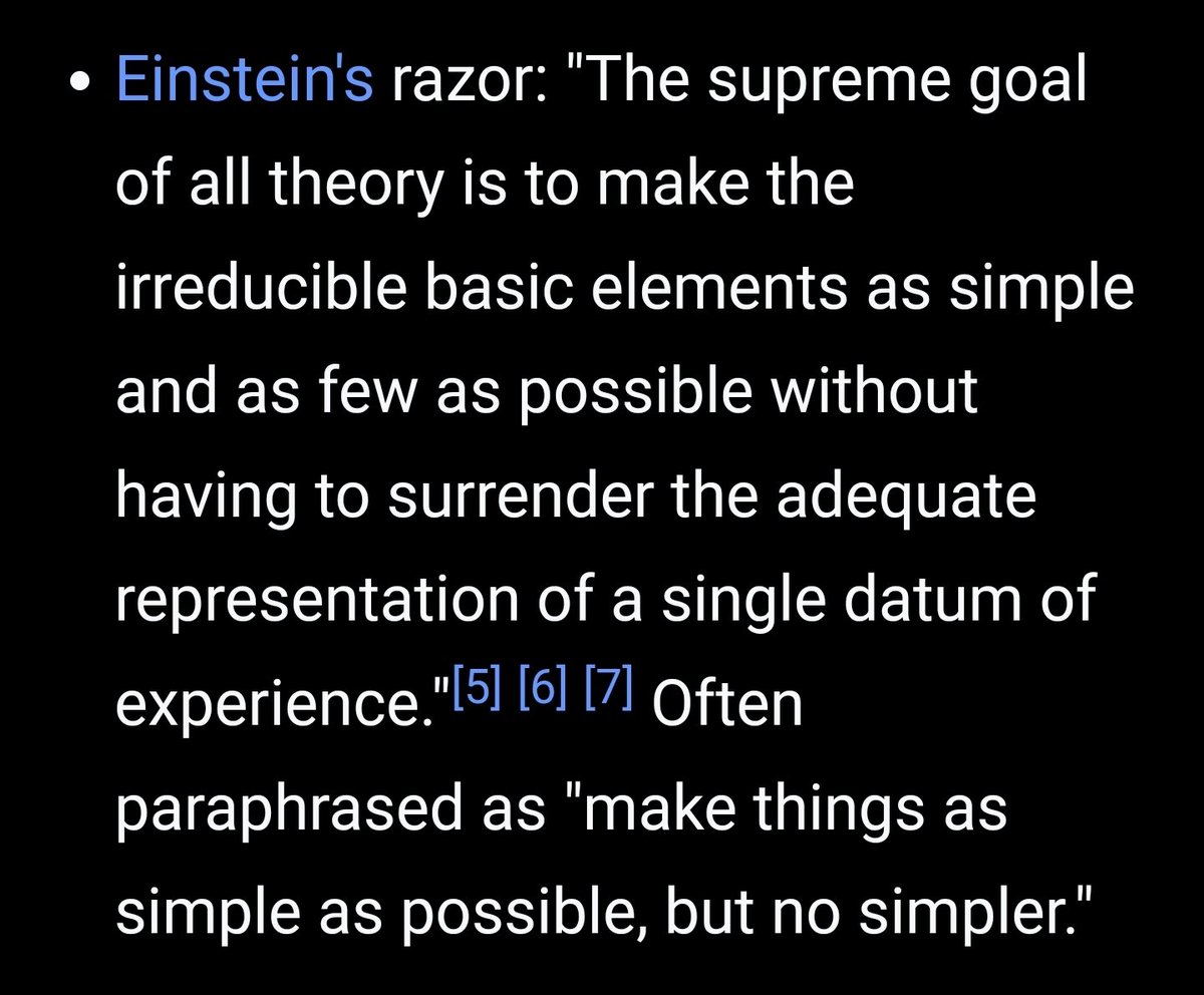 ben_j_stone's tweet photo. Though I've heard this wonderful phrase before, to my embarrassment it was only recently that I learned it's known as "Einstein's razor". 

I sometimes wonder if Einstein would approve of the direction of modern theoretical physics research. https://t.co/k1XryUqsqx