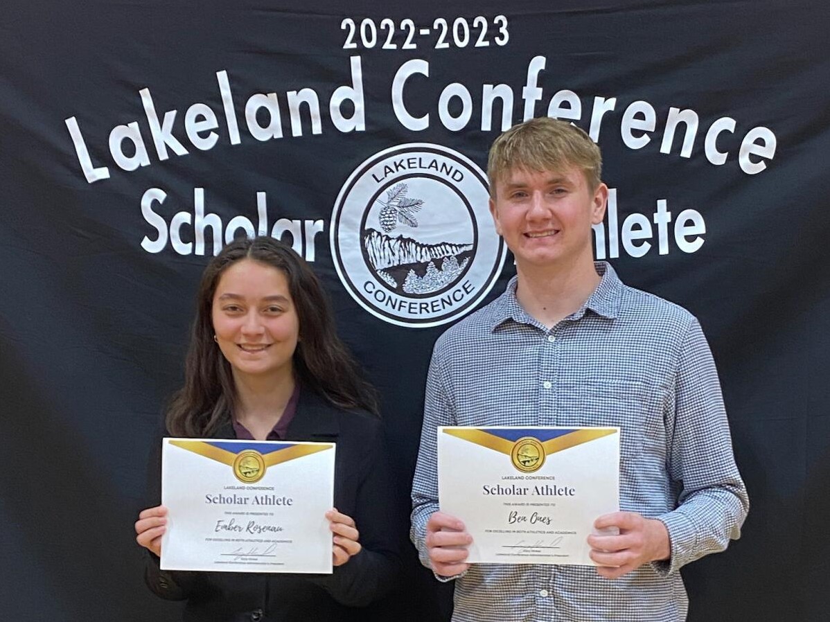 fredericvikings's tweet photo. Congratulations to Ember and Ben for being honored as the 2023 Frederic High School Scholar Athletes to represent their Senior Class. Ember and Ben were honored at the Lakeland Conference Scholar Athlete Banquet in Luck last night.
#GoFrederic https://t.co/3oYov7qvEe