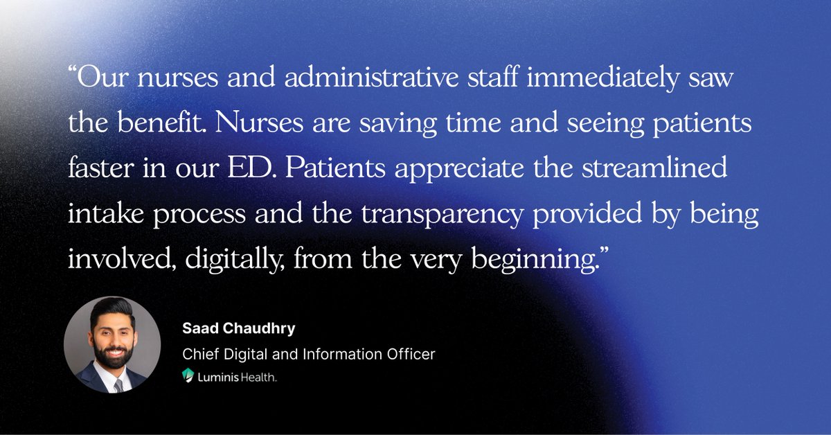 Are you at #HIMSS23? We're in Chicago helping health systems and clinics gain capacity to care. Starting with EDs, we streamline patient intake and save clinicians 7 minutes per patient. Let’s meet up for a demo: hubs.ly/Q01Mdrv30