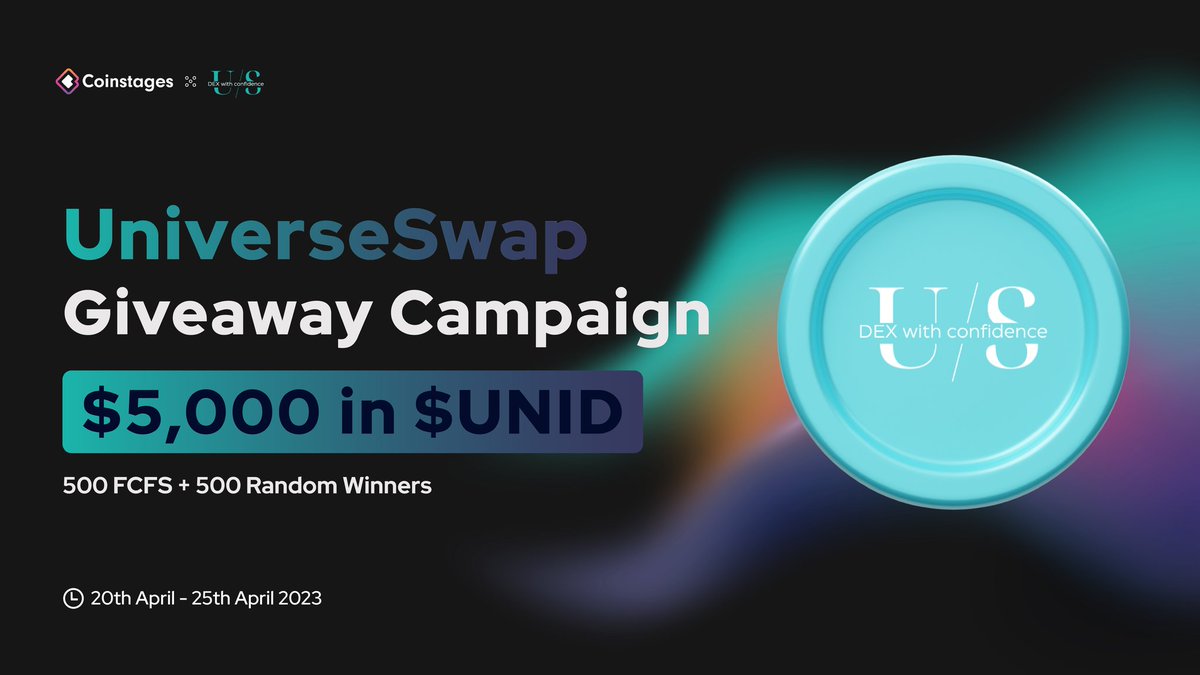 Coinstages's tweet image. 🥳We’re excited to announce our next #Giveaway with @universe_swap

🎁Prize Pool: $5000 In $UNID

📃Task
➡️Follow @Coinstages &amp;amp; @universe_swap
➡️Tag 3 Your Friends
✅Complete gleam.io/iwy1g/universe…

⏰ End 25th April

#Giveaway #ArbitrumNova #UniverseSwap #Coinstages