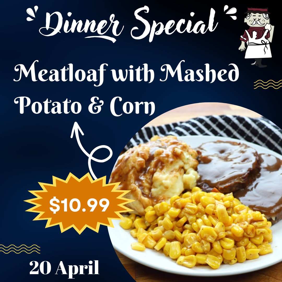 Today's Special Dinner - 19 April

#meatloaf #mashedpotatoes #corn #comfortfood #homestylecooking #ComfortFood #DinnerTime #Yum #CozyEvenings #Kulicksmarket #winchester #newhampshire #newhampshirelife #grocerystore #lunch #dinner #grocerystorewinchester