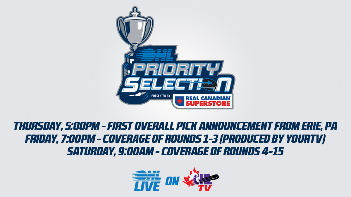 The 2023 #OHLDraft presented by @RealCdnSS is upon us this weekend!

Find out where you can watch the proceedings and keep tabs on your favourite team ➡️: bit.ly/43Mnk9A