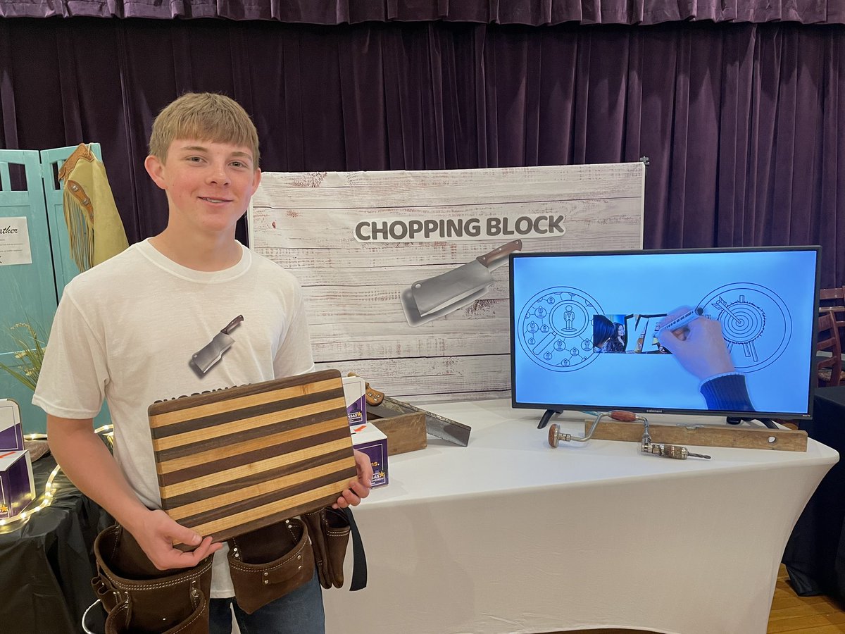 RepCoED's tweet image. It&apos;s Kansas Entrepreneurship Challenge day at Kansas State University! Our local Republic County YEC winner, Coal Creek Oufitters, is here and showing off why they were awarded highest honor. Chopping Block applied and was accepted as a wild card. @networkkansas