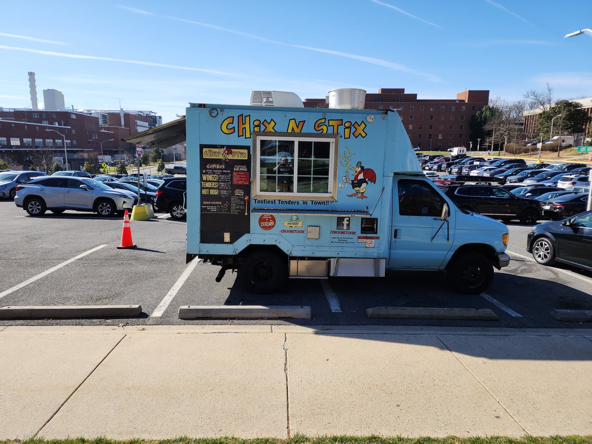 #NIH food trucks today. <a href="/Hardys_BBQ/">Hardy's BBQ Foodtruck</a> and Chix n Stix. 11am - 2pm in Lot 10H at Bldg. 10.