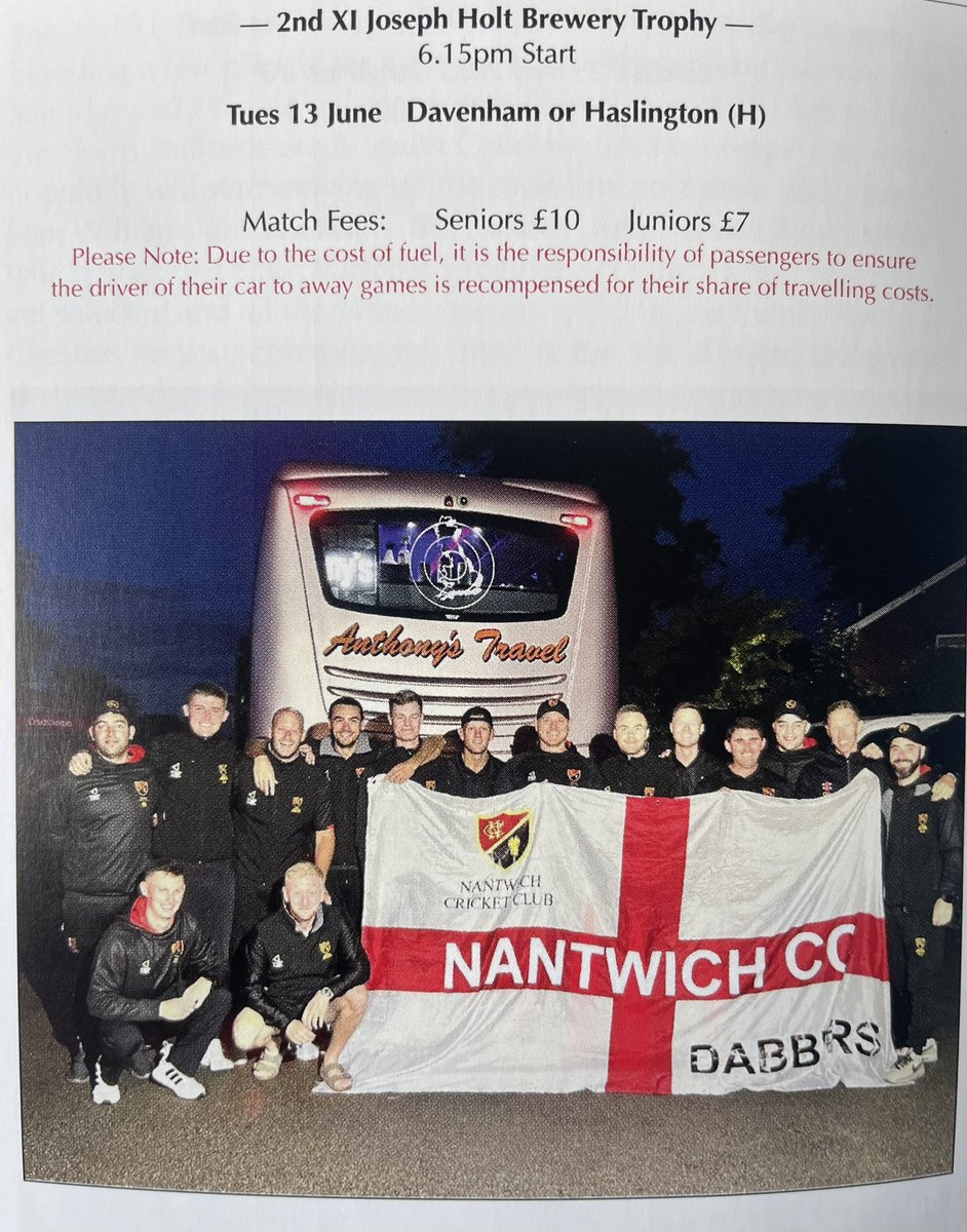 JamesStables7's tweet photo. A sneaky appearance from @ANTHONYSTRAVEL making it into the much coveted @NantwichCC Membership handbook (out today!!). I’m looking forward to being back at the NCG….. 🏏🍻☀️#HMTF https://t.co/2VzDweUUft
