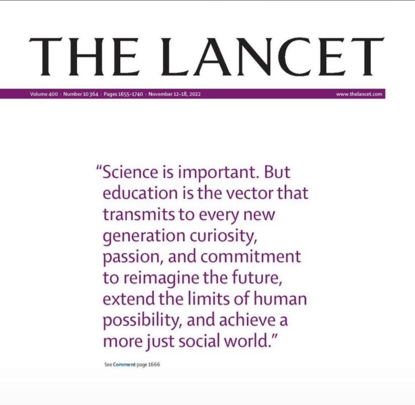 La ciencia es muy importante, pero la educación es el vector que transmite a cada nueva generación la curiosidad, la pasión, y la motivación para reimaginar el futuro, extender los límites de las posibilidades humanas y lograr un mundo más social.