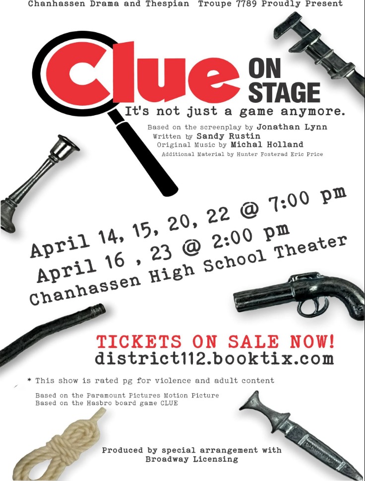 ISD112's tweet photo. Did you miss opening weekend of @ChanHSTheatre's production of Clue? Or, you want to see it again?

Don't worry, there are three shows remaining, including tonight at 7 p.m. along with Saturday (7pm) and Sunday (2pm).

Buy your tickets in advance: https://t.co/yhwzJL3A6M https://t.co/qxQCYjdkYW
