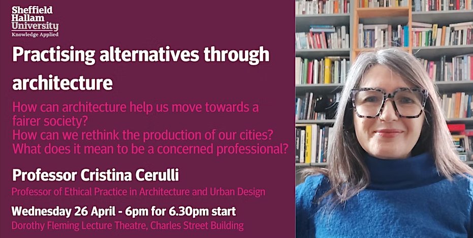 Following a fantastic lecture by Professor Harriet Tarlo last night, our next Professorial Inaugural Lecture will be on Wednesday, April 26th at 6pm with Professor Cristina Cerulli who will be discussing 'Practising alternatives through architecture'. We hope to see you there!