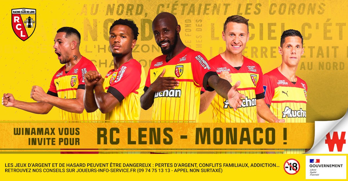 WinamaxSport's tweet photo. ⚽️ Un lot de 2 places en salon est à gagner pour @RCLens - Monaco, samedi 22/04 à 21h00 !

🎁 Pour participer : retweetez ce tweet, suivez @WinamaxSport et répondez avec votre pseudo Winamax.  

👉 Tirage au sort ce soir à 21h00 !

📄 Règlement > https://t.co/gC0gnNA0on https://t.co/rVzxOt0EsF