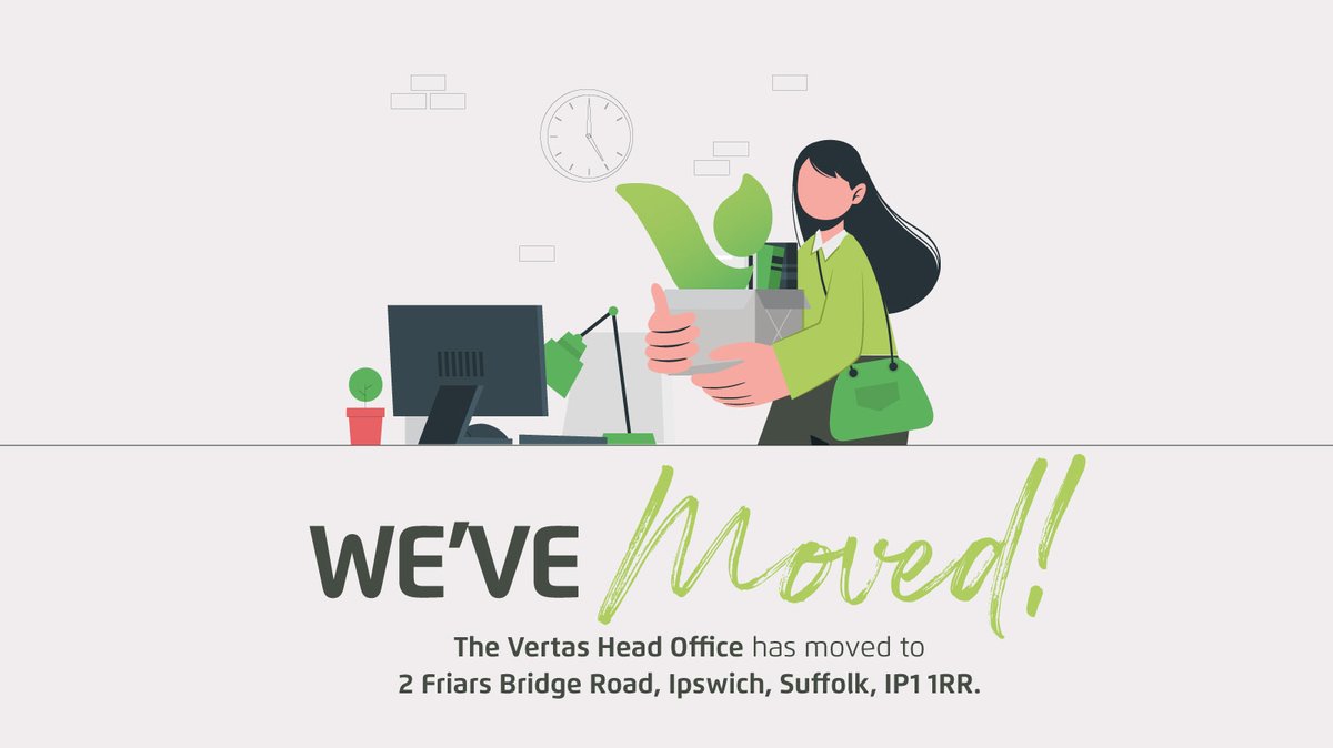 VertasGroup's tweet photo. Vertas’ head office has moved! The new location perfectly meets the needs of our growing business. Our new address is 2 Friars Bridge Road, Ipswich, Suffolk, IP1 1RR. https://t.co/XQU5CPUuJM