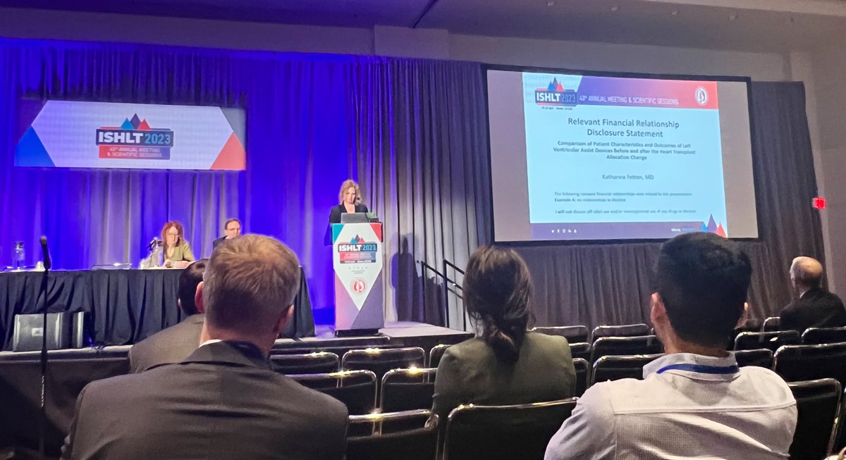 ivguerrerom's tweet photo. Wonderful oral presentation of the comparison of  #LVAD outcomes pre and post-heart transplant US allocation system by our Cardiothoracic Surgical #MCS and #hearttransplants fellow, @FettenKatharina #ISHLT #ISHLT2023 @BaylorTxpDFW @shelleyhallmd https://t.co/AnDXvQWeSc