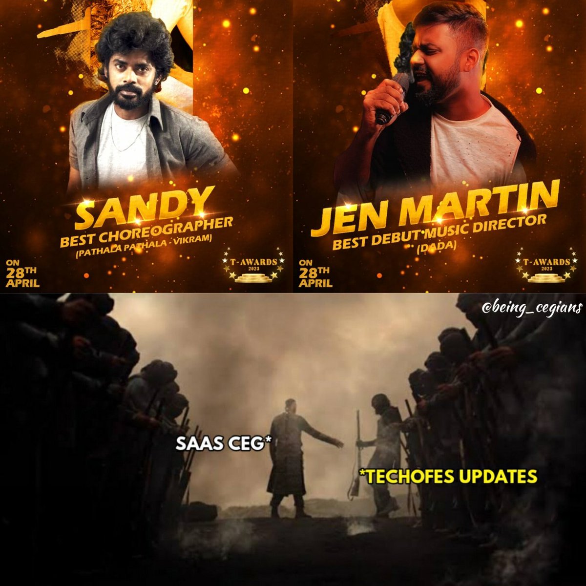 being_cegians's tweet photo. TECHOFES'23 🔥 Massive updates are on the way 💯 Expect the unexpected 🥳
Stay tuned @saas_ceg @Techofes_Off @being_cegians 💥♥️ 
Best  Choreographer @iamSandy_Off 🔥 
Best Debut Music Director @JenMartinmusic 🥳 
#TechofesTAwards  #AnnaUniversity #ceg https://t.co/Aqm3ED9dpu