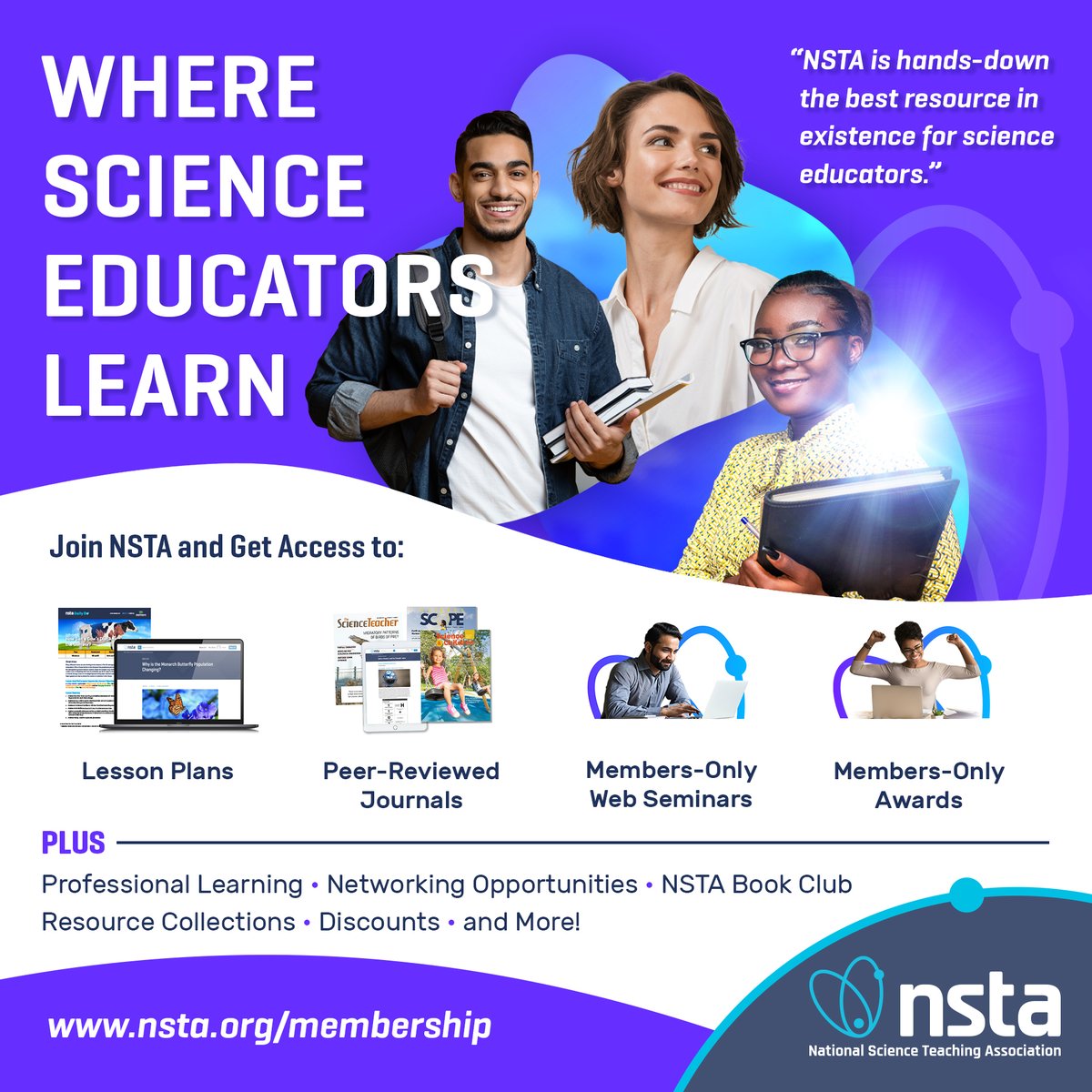 Join #NSTA and get access to journals, lesson plans, discounts, and more! Enhance your students’ learning experience with innovative, classroom-ready, research-based #science activities and strategies.

Sign up here: bit.ly/3ULx0NG
#Education #Teachers #Membership