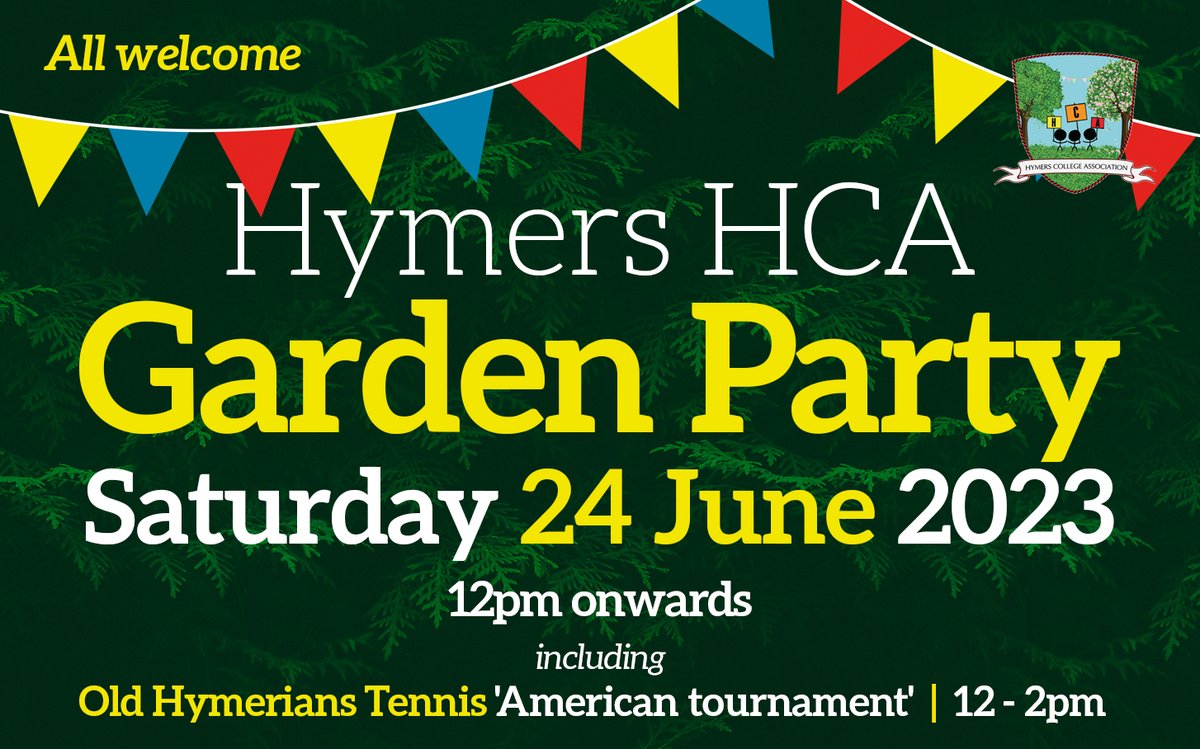 Hymers_College's tweet photo. ☀️ A date for your diaries: Saturday 24 June, 12noon onwards, for our fabulous @HcaHymers Garden Party. This is always a brilliant event for everyone in the Hymers community, we hope to see you all here! https://t.co/m7xWKv4jp3