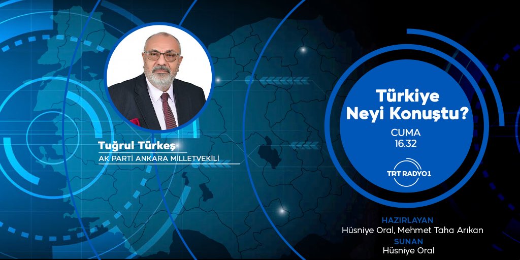 Bayramın birinci günü TRTRadyo1’de @TürkiyeNeyiKonuştu’da konuğum AK Parti Ankara Milletvekili ve Eski Başbakan Yardımcısı <a href="/TugrulTurkes/">Y. Tuğrul TÜRKEŞ</a>. 
⏰ 16.30’da <a href="/TRTRadyo1/">TRT Radyo 1</a>’e bekliyoruz.