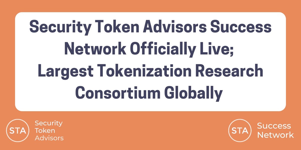 RWAFoundation_'s tweet photo. Since launching early access a few weeks ago, the @tokenadvisors team has been circulating weekly insights, hosting analyst calls, connecting members with synergistic opportunities, and tailoring the resource library to meet demand.

With over 100 members, the STA Success Network already features members ranging from financial professionals to technology experts and active tokenization pioneers. A list of some of the featured members includes the following:

Law Firms – @RobinSosnowEsq, @WinstonLaw, and @ZuberLawler

Brokerage Firms – Dalmore Group, @EquityShift_io, @Oasis_Pro_Mkts, @RialtoMarkets, @Securitize Markets, and @tZERO

Technology Providers – @Blockstation, @Coinbase, @DigiSharesDK, Lombard Works & Co, @Securitize, @Securrency, @TokenySolutions and @tZERO 

Blockchain Protocols – @accumulatehq, @Avax, and @provenancefdn

Token Issuers – @fairchildacq, recently SEC approved Reg A+ issuer @freeport_app, and @xy_company

"The programming STA has is fantastic, offering plenty of opportunities to jump into specific topics to discuss with industry leaders and the STA team directly. By bringing the industry together in the STA network, we are seeing more collaboration and activity across companies. It’s great to see STA leading the market today in tokenization education, thought leadership and content." - Anthony Bassili, CAIA, Head of Asset Allocators & Tokenization at @CoinbaseInsto 

Learn more: https://t.co/XzvcEotuEN