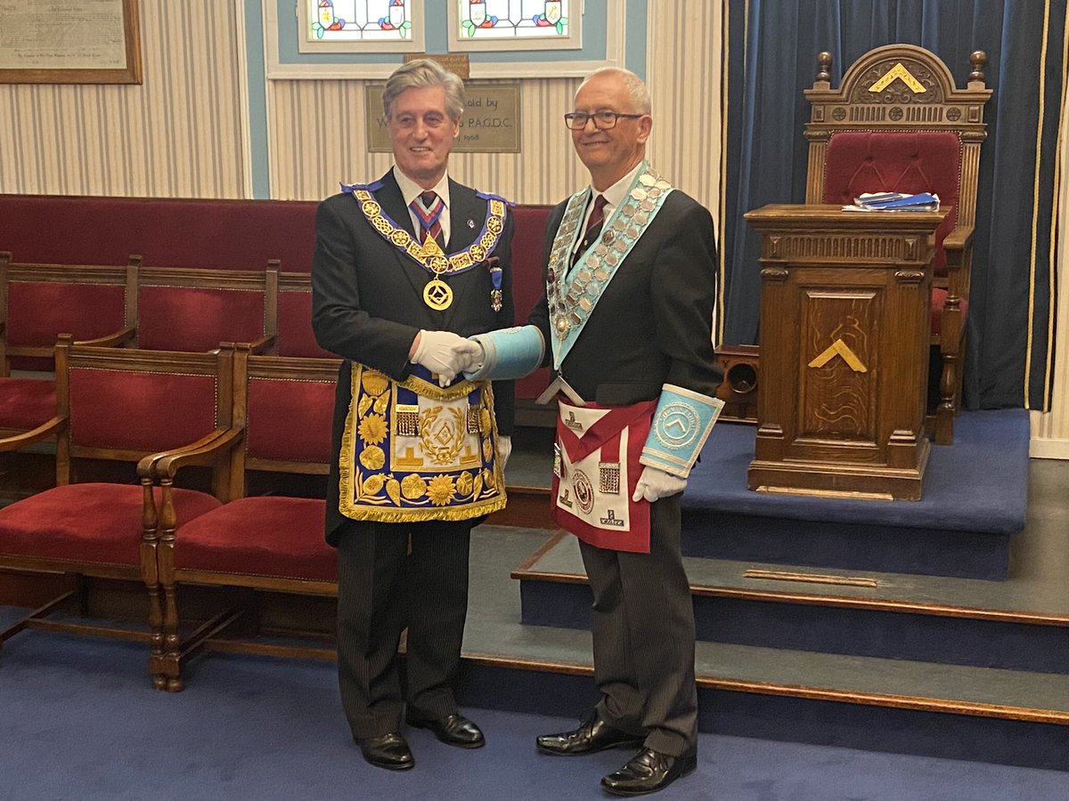 7354Lodge's tweet photo. Installation of new WM Phil Denison at @ChevinLodge6848 last night. @WYFreemasons RWPGM James Newman, along with APGM and 60 or more Brethren witnessed a superb evening of great ritual followed by superb festive Board and fellowship. A cracking night, a very hard act to follow https://t.co/ueEJ4l18ZV