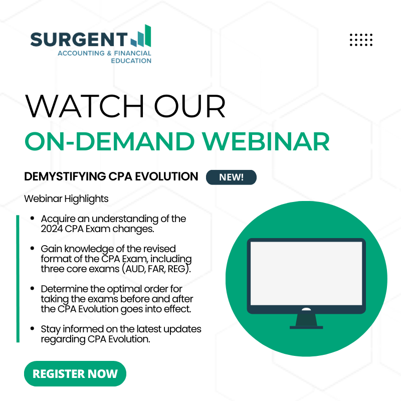 SurgentAFE's tweet photo. Our on-demand #CPAEvolution webinar is guaranteed to help you prepare for the upcoming changes to the #CPAExam.

Register now for instant access:
https://t.co/mt00n52Hzd

#Surgent #examprep #taxes #finance #SurgentCPA 
#onmywaytoCPA https://t.co/4FS37nTpvL