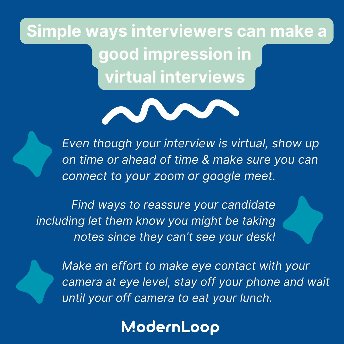 Some things can only be learned by doing…

& The easiest way to teach best practices for #virtualinterviews
is through shadowing and reverse shadowing!

Check out how our interview training automation helps instill interview etiquette in your team.

👨‍💻 👩‍💻 bit.ly/3N37ktR