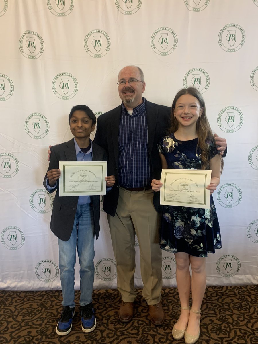 EDetweiler24's tweet photo. Another Fantastic @ilprincipals Student Recognition Breakfast for @IPALake Region. So great to recognize these two 6th graders who always SOAR at Frederick School. Congrats Alyssa and Akhil! https://t.co/0Y4ttEXL4Z