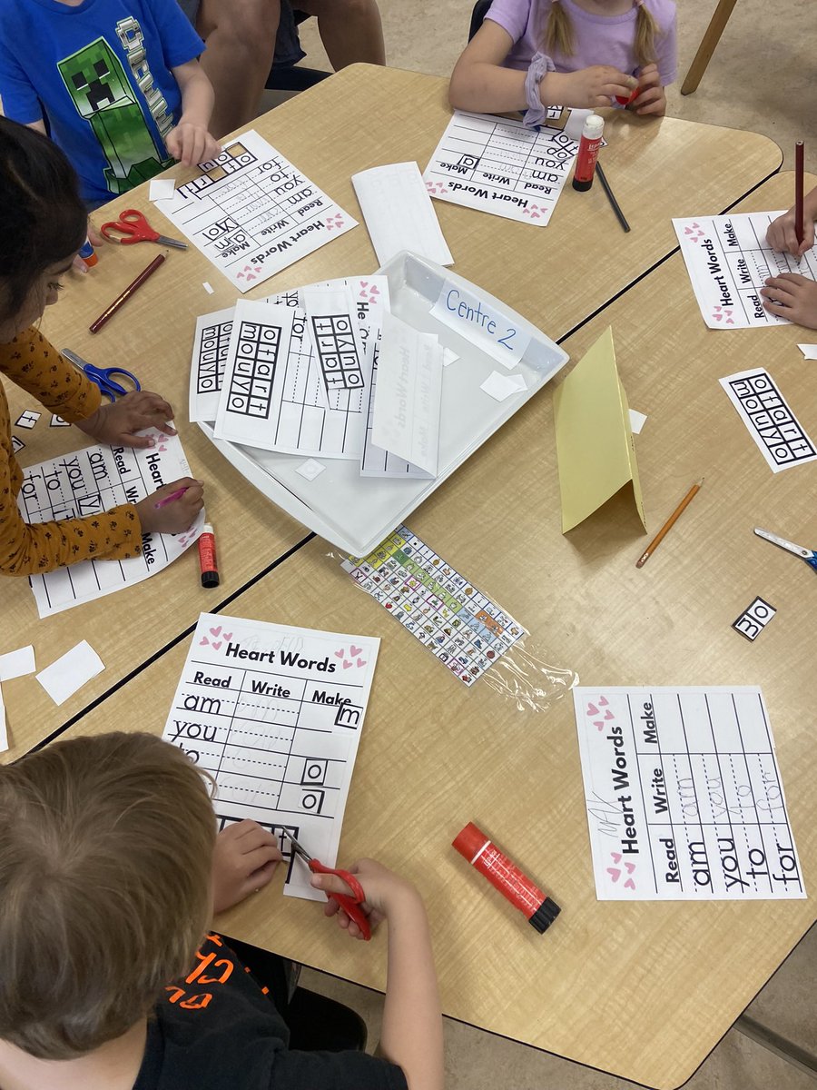 Some of our literacy centres from last week! Students practiced fishing for initial sounds, making Lego letters, created letters and words with sensory glitter bags, and worked on their heart words!