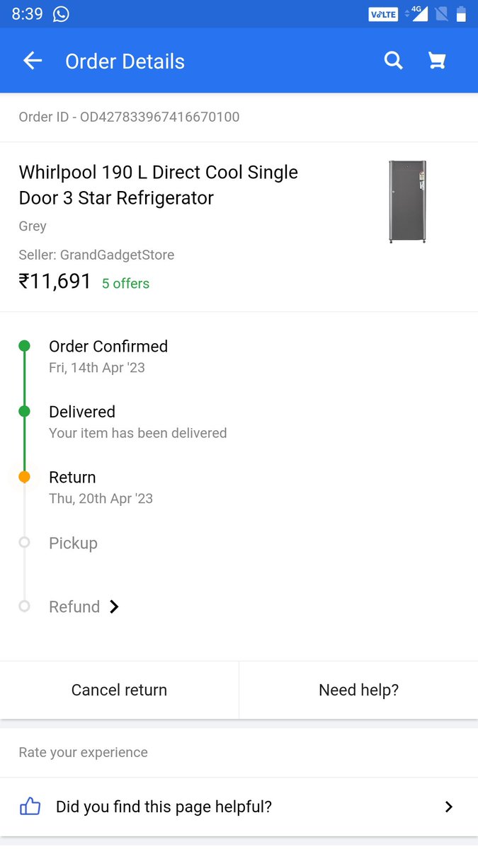 PretsR's tweet photo. Very disappointed #Flipkart 
Ordered 3 Star refrigerator, paid for 3 star, waited for a week and received 2 star. Now, I have to wait for refund and then again have to place the order. Then again have to wait for a week and 10 days. Highly Irresponsible. https://t.co/WWy9pOHWCk