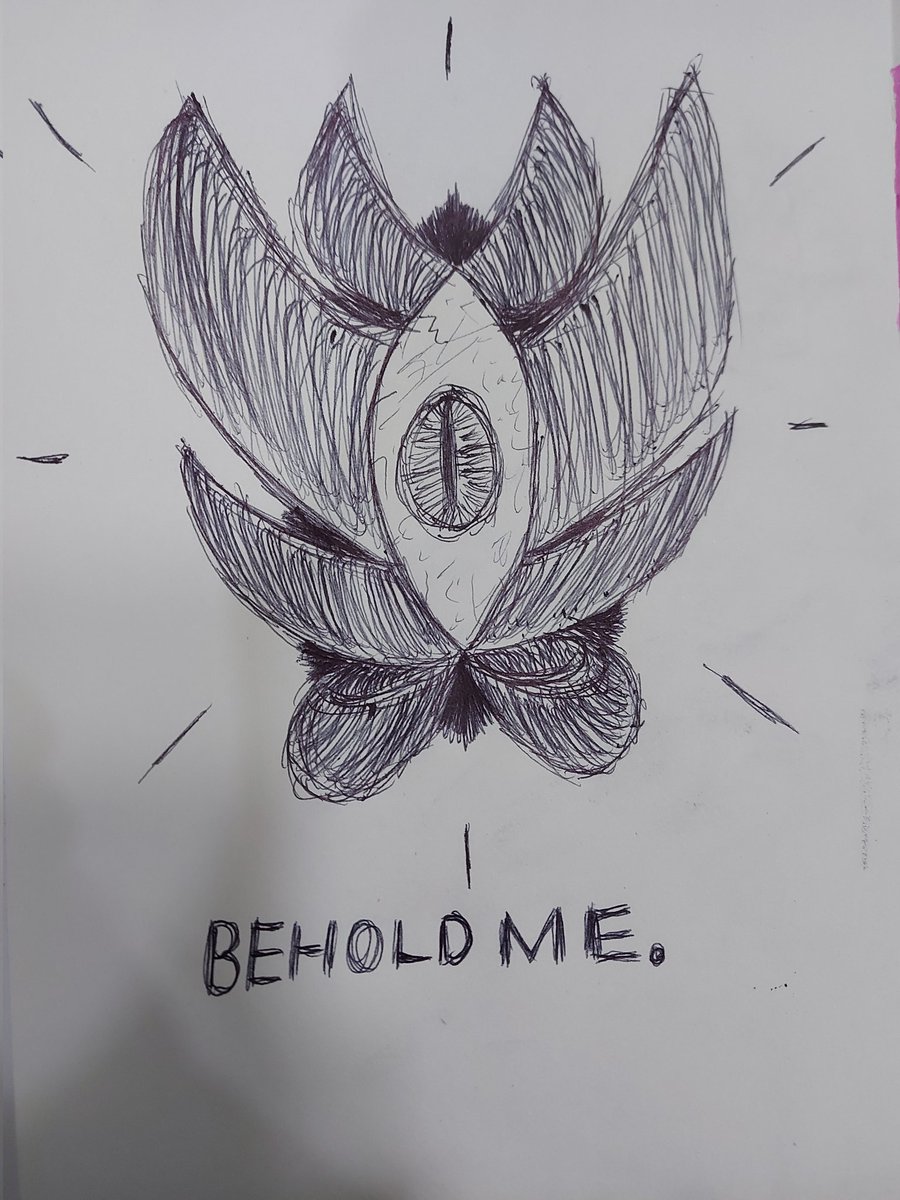 ScreamInfernal's tweet photo. Quick rkgk-- entirely unplanned, i legit started just drawing the eye and went Head Empty lmao

My first actual ballpoint pen drawing on my sisters sketchbook-- she wasnt using it anymore so i yoinked it lmaoooo https://t.co/l3o1kmhsAG