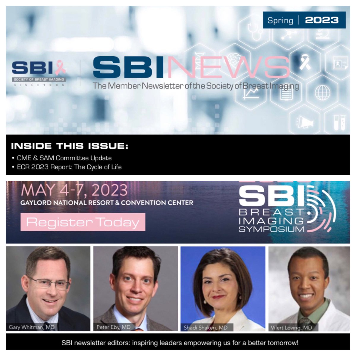 drnidhisharmaa's tweet photo. ✨ SBI News Spring edition 2023✨
It’s here!!! @BreastImaging 
Highlighting our amazing past editors on the cover: @garywhitmanmd , Peter Eby MD, @shadishakeriMD, Vilert Loving MD

Read all the exciting new articles 👇🏻👇🏻

https://t.co/3jnl0kOwyO https://t.co/kzQSh9h7Ch