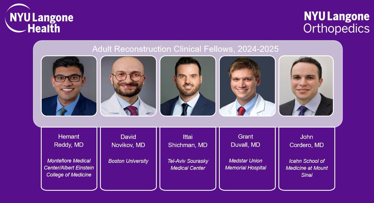 Congratulations to our incoming Adult Reconstruction Clinical Fellows!!! We look forward to working with you in 2024! 🦴⚒️🦴