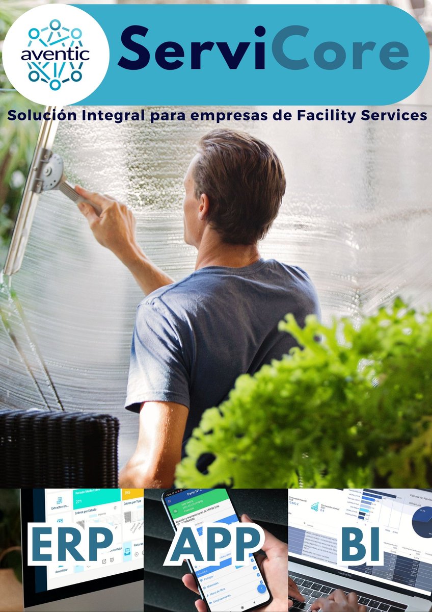 Nuestro ERP para empresas de Facility Services (Limpieza, Jardinería...) con la plataforma <a href="/AhoraFreeware/">AHORA</a> incorpora todas aquellas funciones específicas que necesitas en tu día a día: planificación, facturación de cuotas, control de gastos...
Conócelo: servicore.es