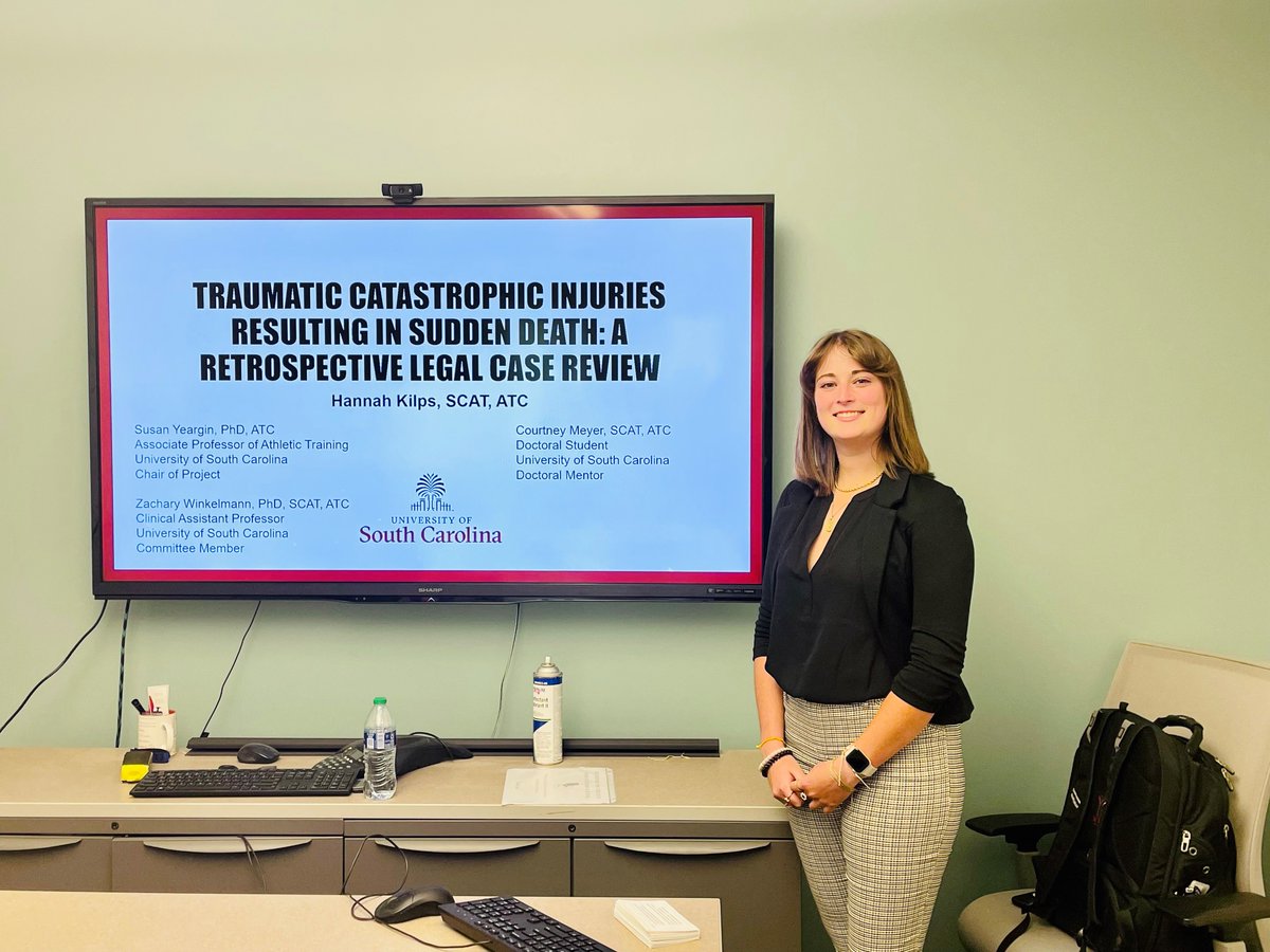 Congratulations to 2nd-year post-professional AT student Hannah Kilps on successfully defending her master's research project! #GamecockAT