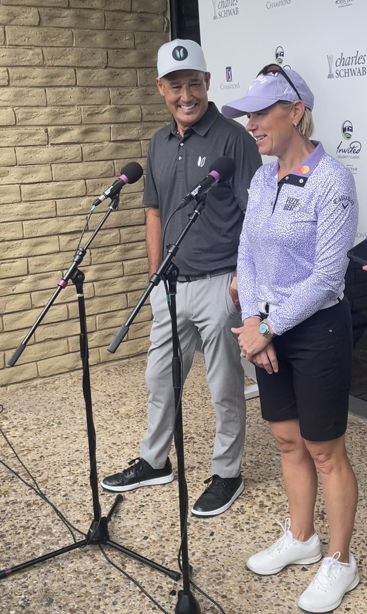 TheVacationDR's tweet photo. "It feels great to be back here." 

So cool to have @ANNIKA59 and @deanhwilson reunite at the @invitedcc this week, 20 years after her gender barrier breaking moment at Colonial. #InvitedCelebrityClassic https://t.co/BMa0IlGyki